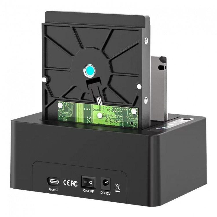 HDD/SSD Dockningsstation, USB 3.1 Gen 2, USB-C, 10 Gbps, svart