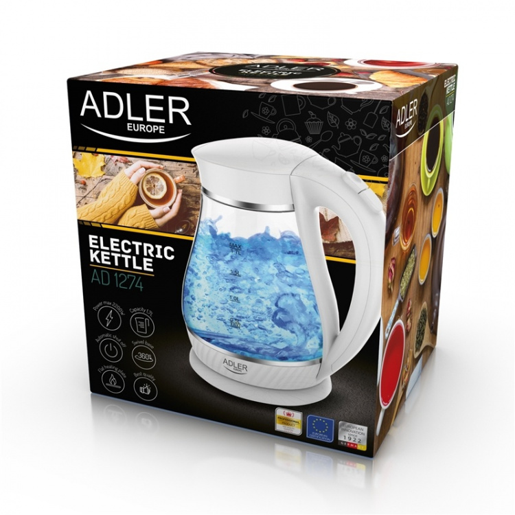 Adler vattenkokare, 1,7L, vit
