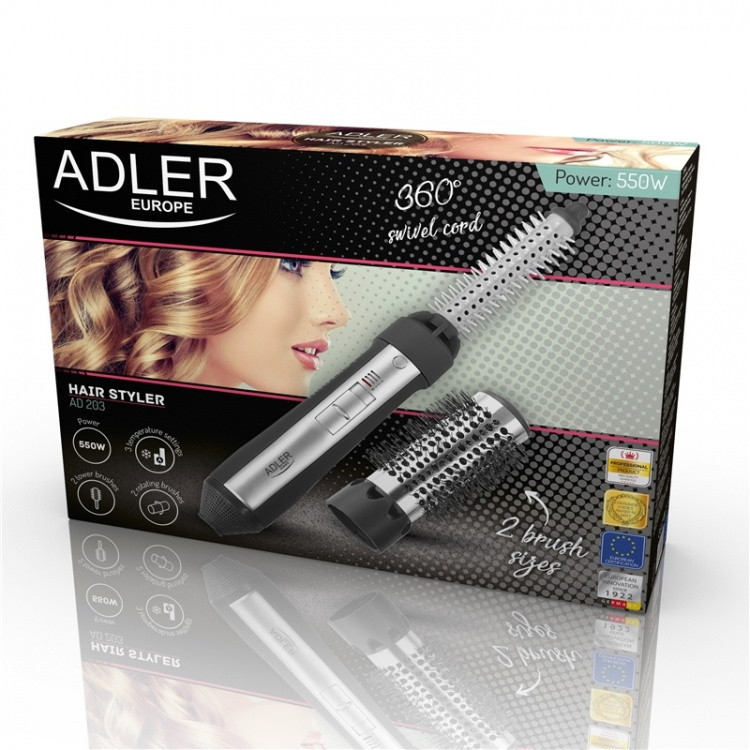 Adler varmluftsborste - grå