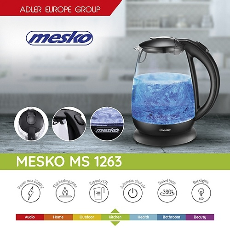 Mesko vattenkokare i glas 1,7 l Mesko vattenkokare i glas 1,7 l
