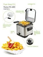Mesko fritös med termostat, 1,5 l