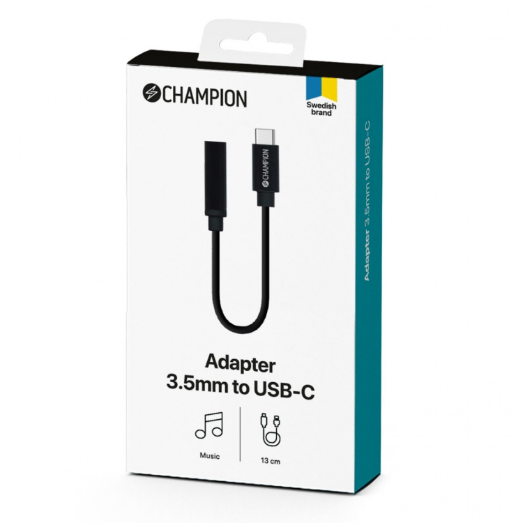 Champion Adapter USB-C till 3,5mm DAC Svart Champion Adapter USB-C till 3,5mm DAC Svart