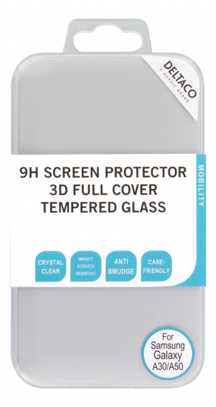 DELTACO screen protector, Galaxy A30/A50, 2.5D full coverage glass DELTACO screen protector, Galaxy A30/A50, 2.5D full coverage glass