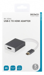 DELTACO USB-C - HDMI, 4096x2160 60Hz, 0,2m, rymdgrå DELTACO USB-C - HDMI, 4096x2160 60Hz, 0,2m, rymdgrå