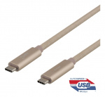 DELTACO USB-C SuperSpeed-kabel, 1m, USB 3.1 Gen 2, 10 Gbps, 100W, guld