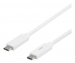 DELTACO USB-C till USB-C-kabel, 1m, 1,5A, USB 3.1 Gen, E-Marker, vit