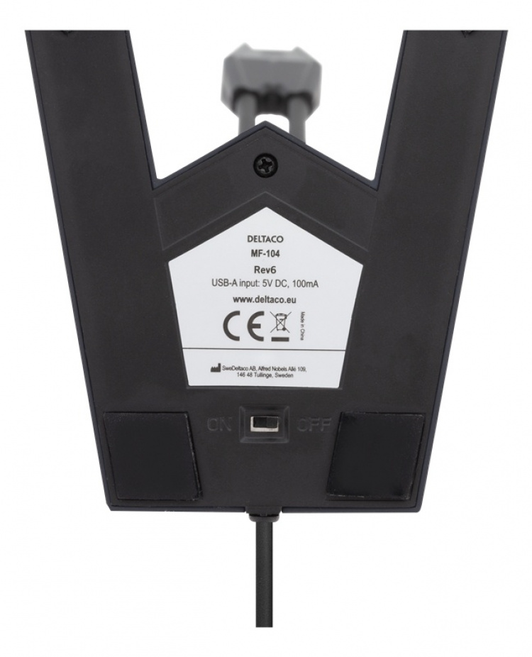 DELTACO USB-skrivbordsmikrofon, frekvensomfång 100 Hz - 1 kHz