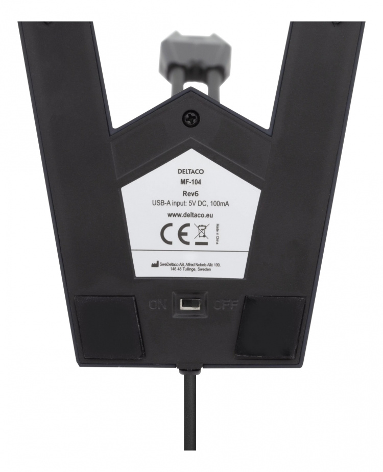 DELTACO USB-skrivbordsmikrofon, frekvensomfång 100 Hz - 1 kHz