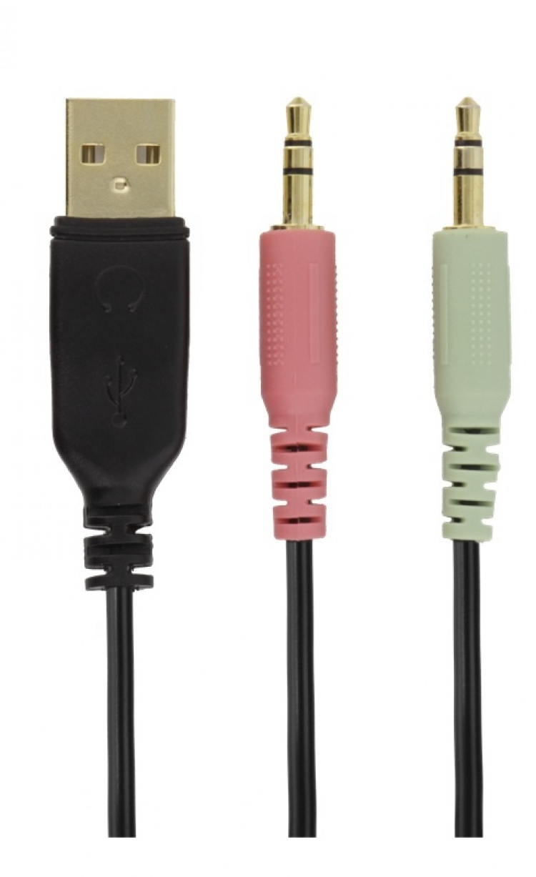 DELTACO GAMING stereoheadset, 2 x 3.5 mm, LED, 2m kabel, svart