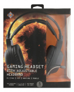 DELTACO GAMING stereoheadset, 2 x 3.5 mm, LED, 2m kabel, svart