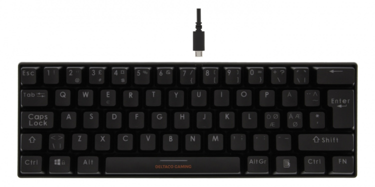 DELTACO GAMING mekaniskt tangentbord med röda brytare, 60% RGB, 62st tangenter