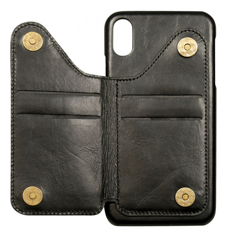 Nic & Mel Corey, case with card slots, iPhone XS Max, black leather