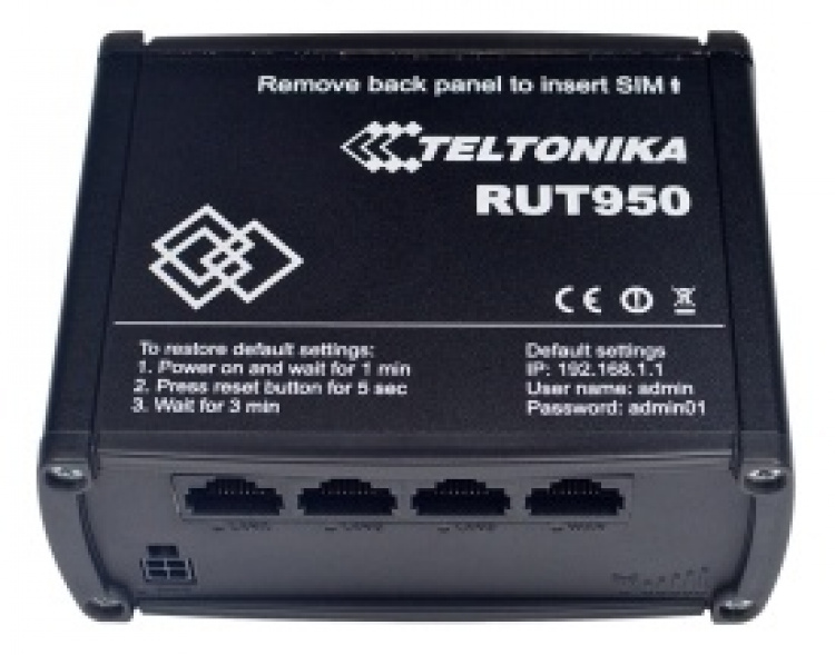 Teltonika RUT950 GSM-3G-4G-router, dual sim,4G upp till 150 Mbps,svart Teltonika RUT950 GSM-3G-4G-router, dual sim,4G upp till 150 Mbps,svart