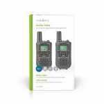 Nedis Walkie-talkie Set | 2 handenheter | Upp till 5 km | Frekvens kanaler: 8 | PTT / VOX | Upp till 2,5 timmar | Svart