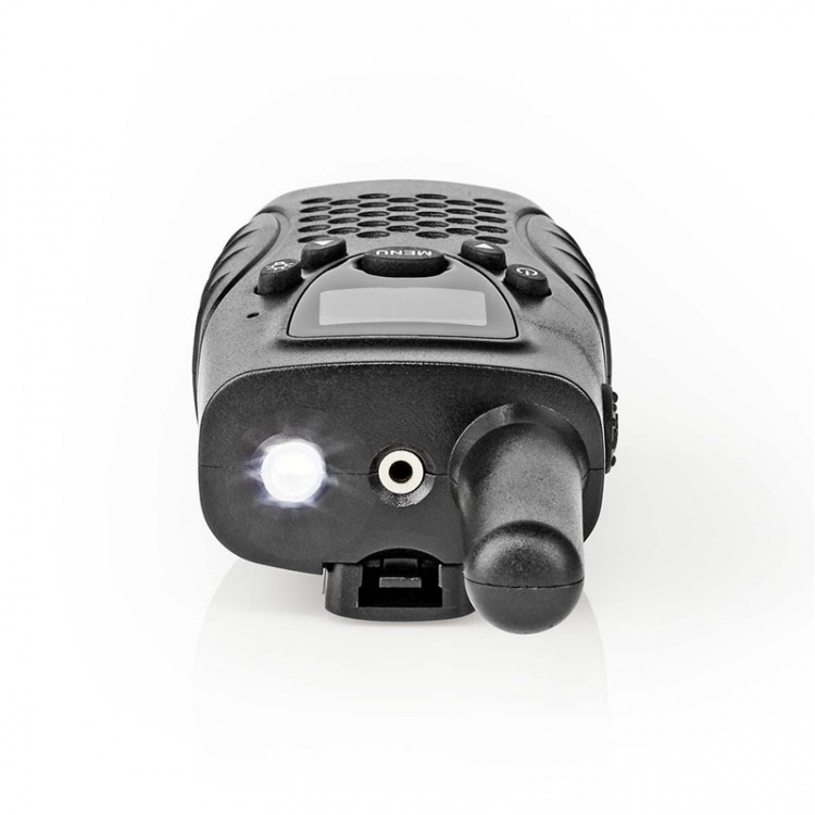 Nedis Walkie-talkie Set | 2 handenheter | Upp till 8 km | Frekvens kanaler: 8 | PTT / VOX | Upp till 2,5 timmar | Hörlursuttag | Svart