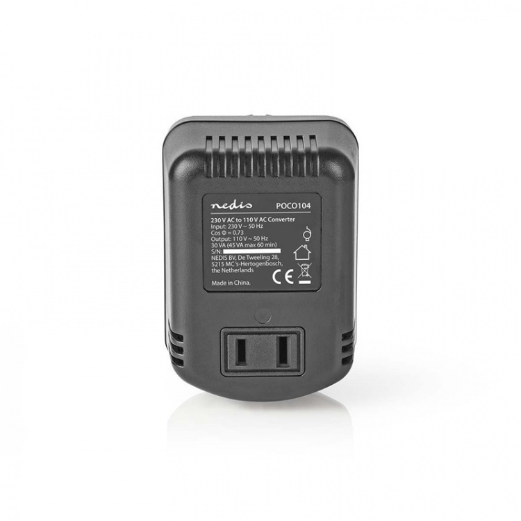Nedis Ström omvandlare | Strömadapter | 230 V AC 50 Hz | 30 W | Jordad kontakt | Svart