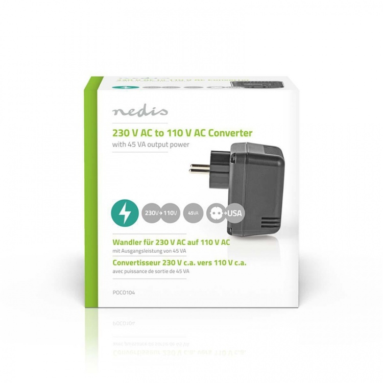 Nedis Ström omvandlare | Strömadapter | 230 V AC 50 Hz | 30 W | Jordad kontakt | Svart