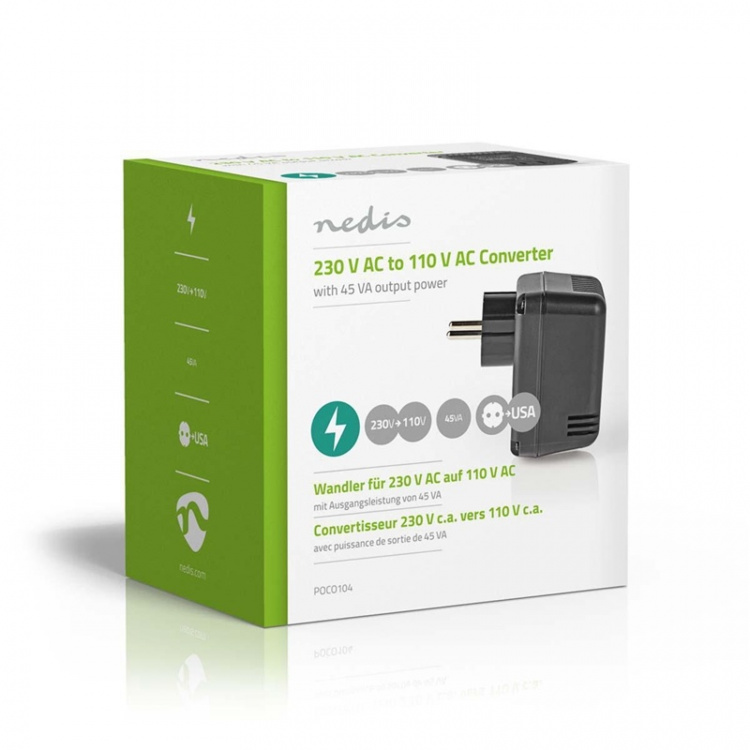 Nedis Ström omvandlare | Strömadapter | 230 V AC 50 Hz | 30 W | Jordad kontakt | Svart