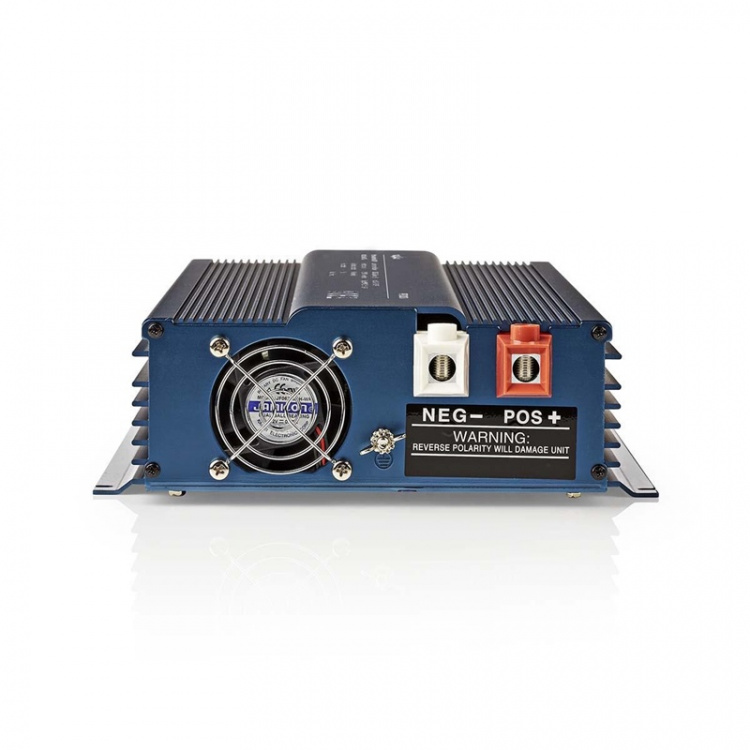 Nedis Strömväxelriktare | Inspänning: 24 V DC | Enhetens utgångsanslutning: Type F (CEE 7/3) | 230 V AC 50 Hz | 1000 W | Toppeffekt: 2000 W | Skruv terminal | Ren sinusvåg | Säkring | Blå Nedis Strömväxelriktare | Inspänning: 24 V DC | Enhetens utgångsanslutning: Type F (CEE 7/3) | 230 V AC 50 Hz | 1000 W | Toppeffekt: 2000 W | Skruv terminal | Ren sinusvåg | Säkring | Blå