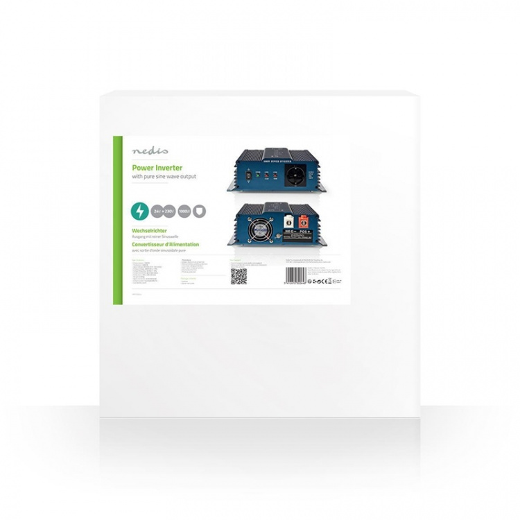 Nedis Strömväxelriktare | Inspänning: 24 V DC | Enhetens utgångsanslutning: Type F (CEE 7/3) | 230 V AC 50 Hz | 1000 W | Toppeffekt: 2000 W | Skruv terminal | Ren sinusvåg | Säkring | Blå Nedis Strömväxelriktare | Inspänning: 24 V DC | Enhetens utgångsanslutning: Type F (CEE 7/3) | 230 V AC 50 Hz | 1000 W | Toppeffekt: 2000 W | Skruv terminal | Ren sinusvåg | Säkring | Blå