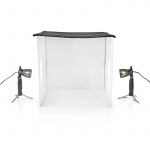 Nedis Foto Studio Kit | 400 lm | Vikbar | Bakgrunder ingår | Resväska ingår | Svart Nedis Foto Studio Kit | 400 lm | Vikbar | Bakgrunder ingår | Resväska ingår | Svart