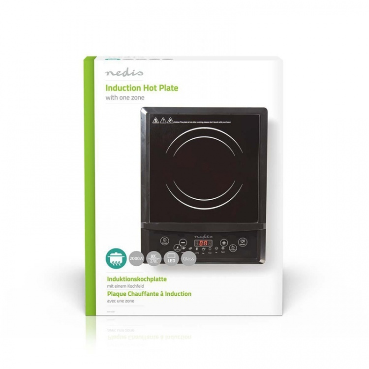 Nedis Induktionsplatta | Matlagningszoner: 1 | 2000 W | Överhettningsskydd | Svart | Timer | Turbo action | Barnlås | LCD-skärm Nedis Induktionsplatta | Matlagningszoner: 1 | 2000 W | Överhettningsskydd | Svart | Timer | Turbo action | Barnlås | LCD-skärm