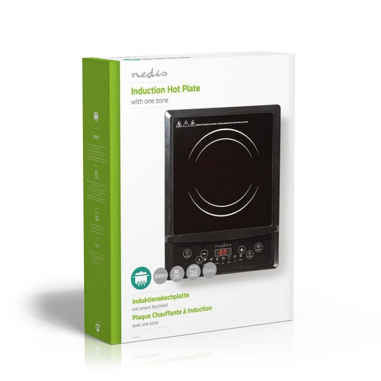 Nedis Induktionsplatta | Matlagningszoner: 1 | 2000 W | Överhettningsskydd | Svart | Timer | Turbo action | Barnlås | LCD-skärm Nedis Induktionsplatta | Matlagningszoner: 1 | 2000 W | Överhettningsskydd | Svart | Timer | Turbo action | Barnlås | LCD-skärm