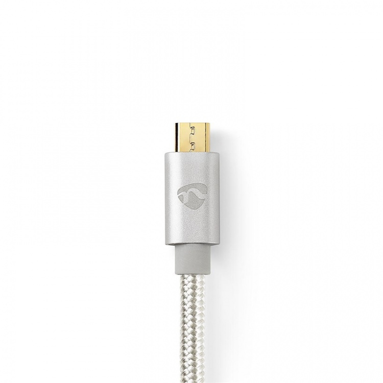 Nedis USB-kabel | USB 2.0 | USB-C™ Hane | USB Micro-B Hane | 10 W | 480 Mbps | Guldplaterad | 3.00 m | Rund | Flätad / Nylon | Aluminium | Kartong med täckt fönster