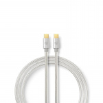 Nedis USB-kabel | USB 3.2 Gen 1 | USB-C™ Hane | USB-C™ Hane | 60 W | 4K@60Hz | 5 Gbps | Guldplaterad | 2.00 m | Rund | Flätad / Nylon | Aluminium | Kartong med täckt fönster