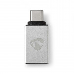 Nedis USB-C™ Adapter | USB 3.2 Gen 1 | USB-C™ Hane | USB-A Hona | 5 Gbps | Rund | Nickelplaterad | Silver | Kartong med täckt fönster