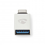 Nedis USB-C™ Adapter | USB 3.2 Gen 1 | USB-C™ Hane | USB-A Hona | 5 Gbps | Rund | Nickelplaterad | Silver | Kartong med täckt fönster