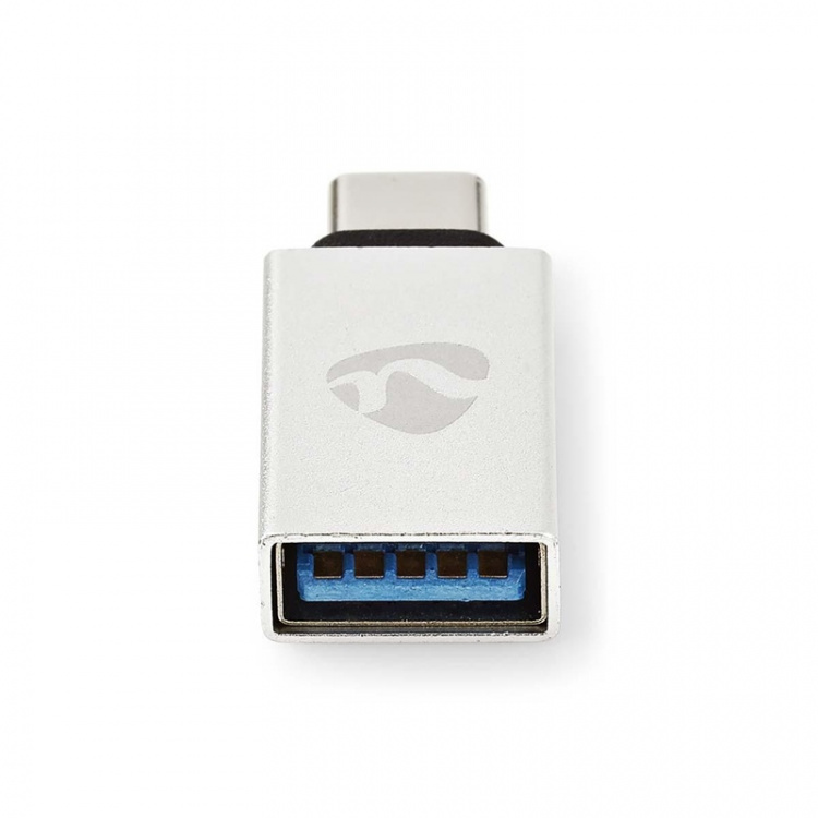 Nedis USB-C™ Adapter | USB 3.2 Gen 1 | USB-C™ Hane | USB-A Hona | 5 Gbps | Rund | Nickelplaterad | Silver | Kartong med täckt fönster