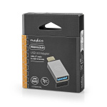 Nedis USB-C™ Adapter | USB 3.2 Gen 1 | USB-C™ Hane | USB-A Hona | 5 Gbps | Rund | Nickelplaterad | Silver | Kartong med täckt fönster
