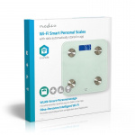 Nedis SmartLife Hälso Vågar | Wi-Fi | Ben / BMR / Fett / Muskler / Vatten / Vikt | 8 | Max last: 180 kg | Android™ / IOS | Glas | Vit