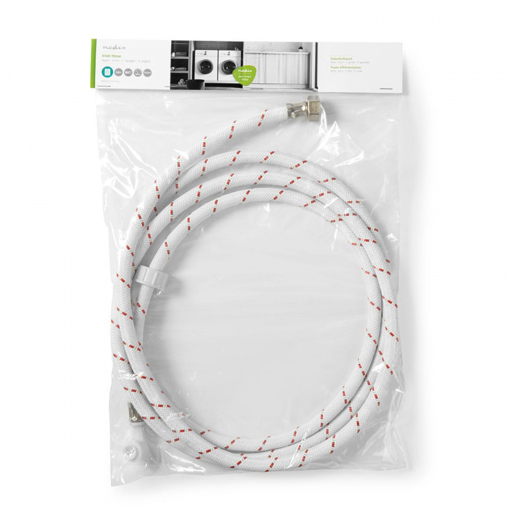 Nedis Inloppsslang nylon | 1/2\'\' | 3/4\'\' | 10 Bar | 90 °C | 3.00 m | Användning: Maträtt / Tvättmaskin | Nylon | Röd / Vit
