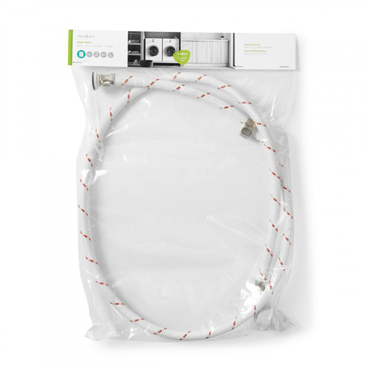 Nedis Inloppsslang nylon | 3/4\'\' | 3/4\'\' | 10 Bar | 90 °C | 1.50 m | Användning: Maträtt / Tvättmaskin | Nylon | Röd / Vit