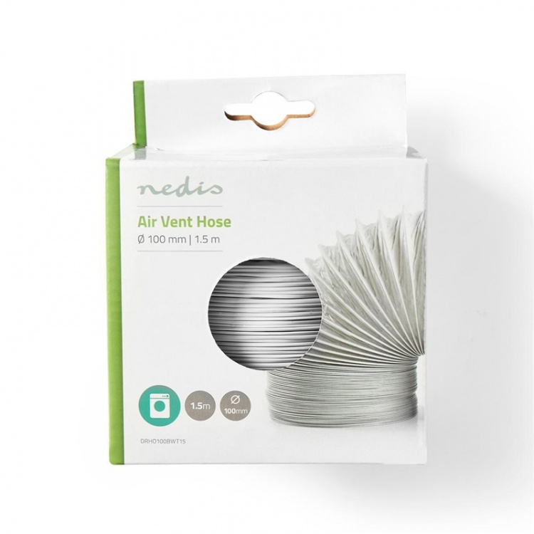 Nedis Luft Utloppsslang PVC | 100 mm | 1.50 m | Passar till: Air Ventilation / Tumble Dryers | Vit Nedis Luft Utloppsslang PVC | 100 mm | 1.50 m | Passar till: Air Ventilation / Tumble Dryers | Vit