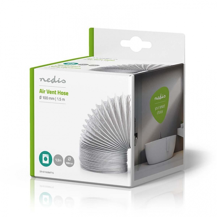 Nedis Luft Utloppsslang PVC | 100 mm | 1.50 m | Passar till: Air Ventilation / Tumble Dryers | Vit Nedis Luft Utloppsslang PVC | 100 mm | 1.50 m | Passar till: Air Ventilation / Tumble Dryers | Vit