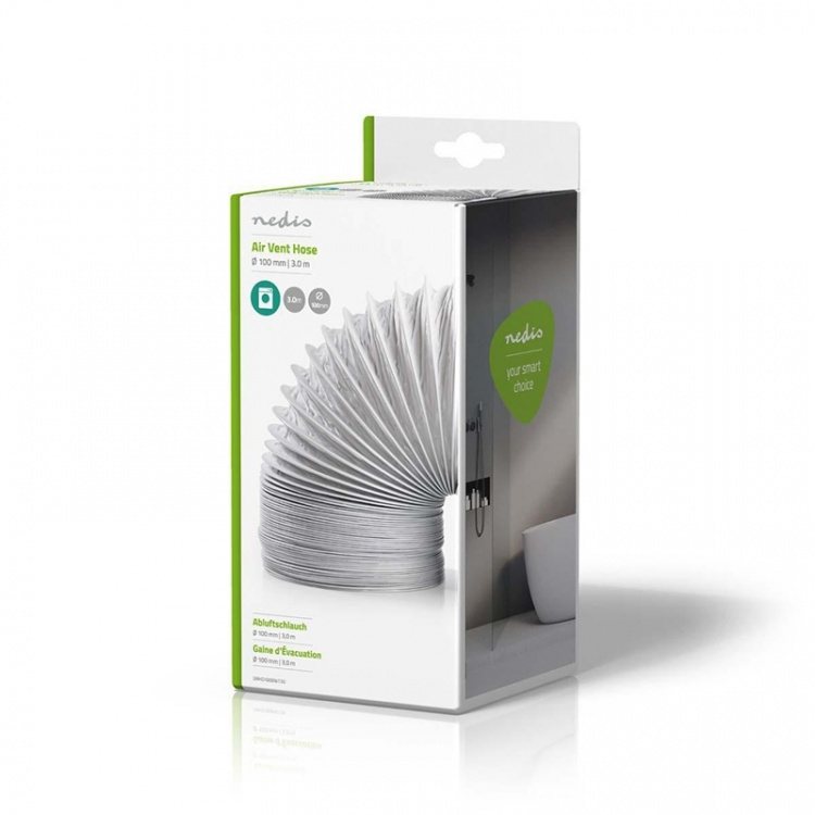 Nedis Luft Utloppsslang PVC | 100 mm | 3.00 m | Passar till: Air Ventilation / Tumble Dryers | Vit