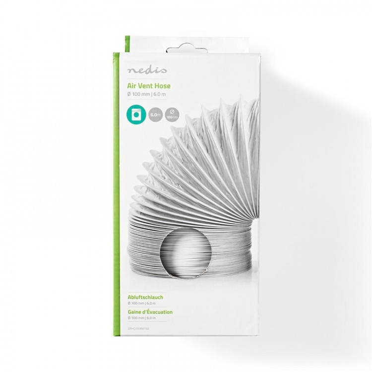 Nedis Luft Utloppsslang PVC | 100 mm | 6.00 m | Passar till: Air Ventilation / Tumble Dryers | Vit