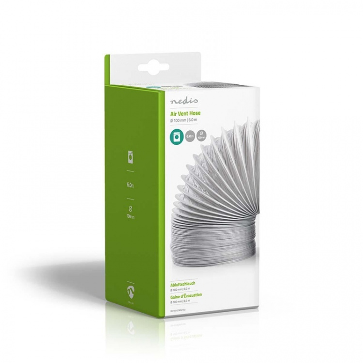 Nedis Luft Utloppsslang PVC | 100 mm | 6.00 m | Passar till: Air Ventilation / Tumble Dryers | Vit
