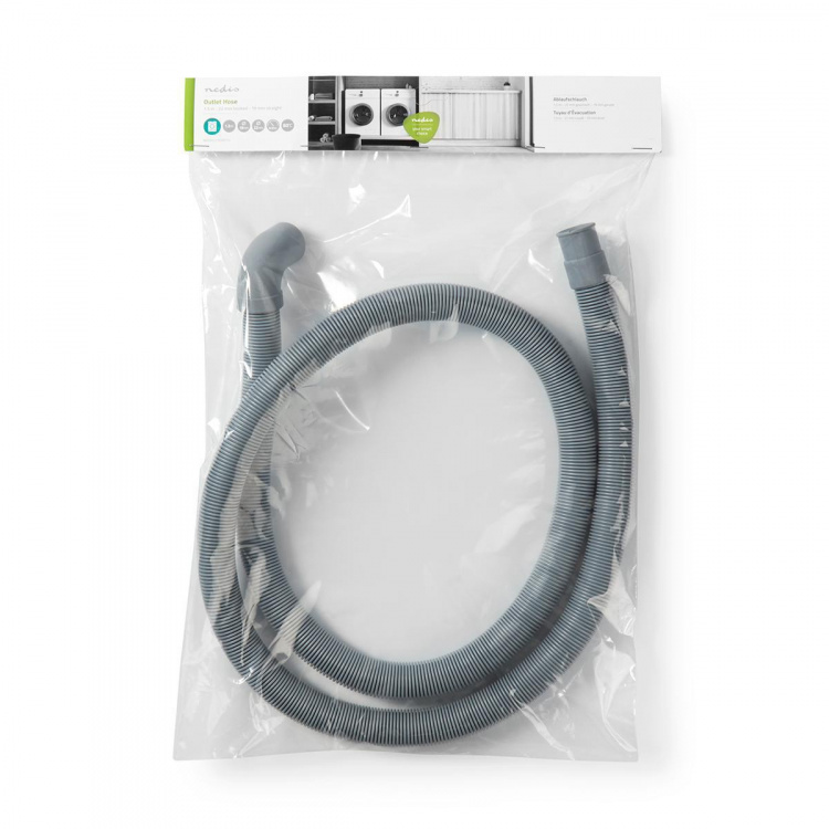 Nedis Utloppsslang | 22 mm | 19 mm | 0.5 Bar | 60 °C | 1.50 m | Användning: Maträtt / Tvättmaskin | Grå Nedis Utloppsslang | 22 mm | 19 mm | 0.5 Bar | 60 °C | 1.50 m | Användning: Maträtt / Tvättmaskin | Grå