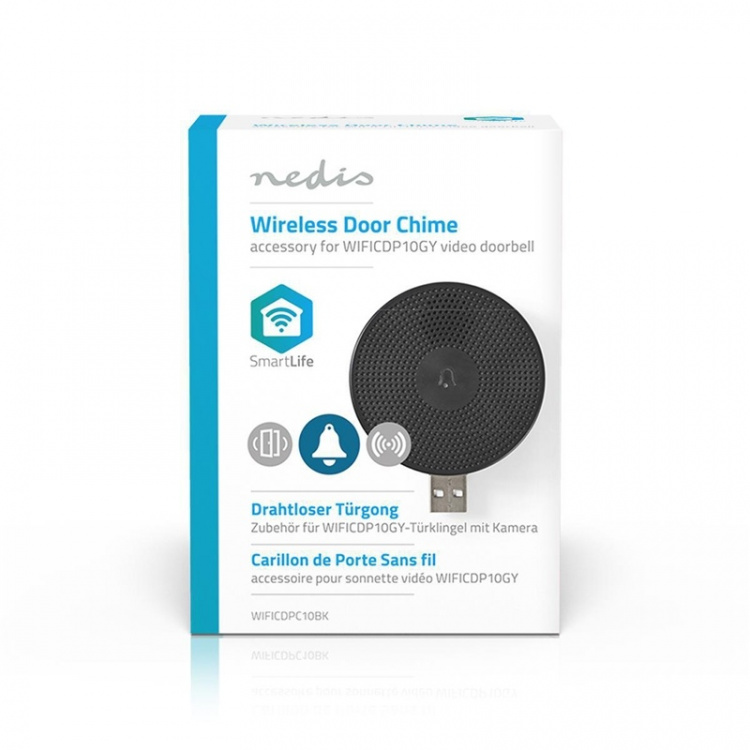 Nedis SmartLife Ringklocka | RF, frequency 433 Mhz | Tillbehör till: WIFICDP10GY / WIFICDP30WT / WIFICDP40CWT | USB ström | 4 Ljud | 5 V DC | Justerbar volym | Svart Nedis SmartLife Ringklocka | RF, frequency 433 Mhz | Tillbehör till: WIFICDP10GY / WIFICDP30WT / WIFICDP40CWT | USB ström | 4 Ljud | 5 V DC | Justerbar volym | Svart