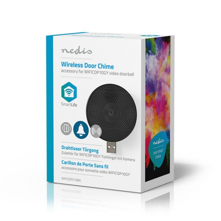 Nedis SmartLife Ringklocka | RF, frequency 433 Mhz | Tillbehör till: WIFICDP10GY / WIFICDP30WT / WIFICDP40CWT | USB ström | 4 Ljud | 5 V DC | Justerbar volym | Svart Nedis SmartLife Ringklocka | RF, frequency 433 Mhz | Tillbehör till: WIFICDP10GY / WIFICDP30WT / WIFICDP40CWT | USB ström | 4 Ljud | 5 V DC | Justerbar volym | Svart