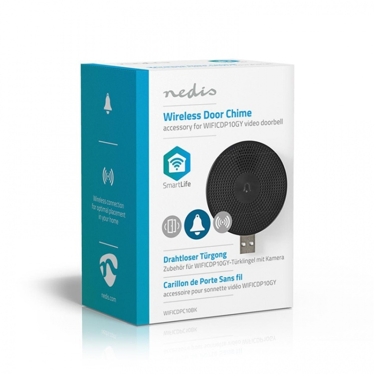 Nedis SmartLife Ringklocka | RF, frequency 433 Mhz | Tillbehör till: WIFICDP10GY / WIFICDP30WT / WIFICDP40CWT | USB ström | 4 Ljud | 5 V DC | Justerbar volym | Svart Nedis SmartLife Ringklocka | RF, frequency 433 Mhz | Tillbehör till: WIFICDP10GY / WIFICDP30WT / WIFICDP40CWT | USB ström | 4 Ljud | 5 V DC | Justerbar volym | Svart