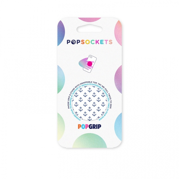 PopSockets Anchors Away White Avtagbart Grip med Ställfunktion