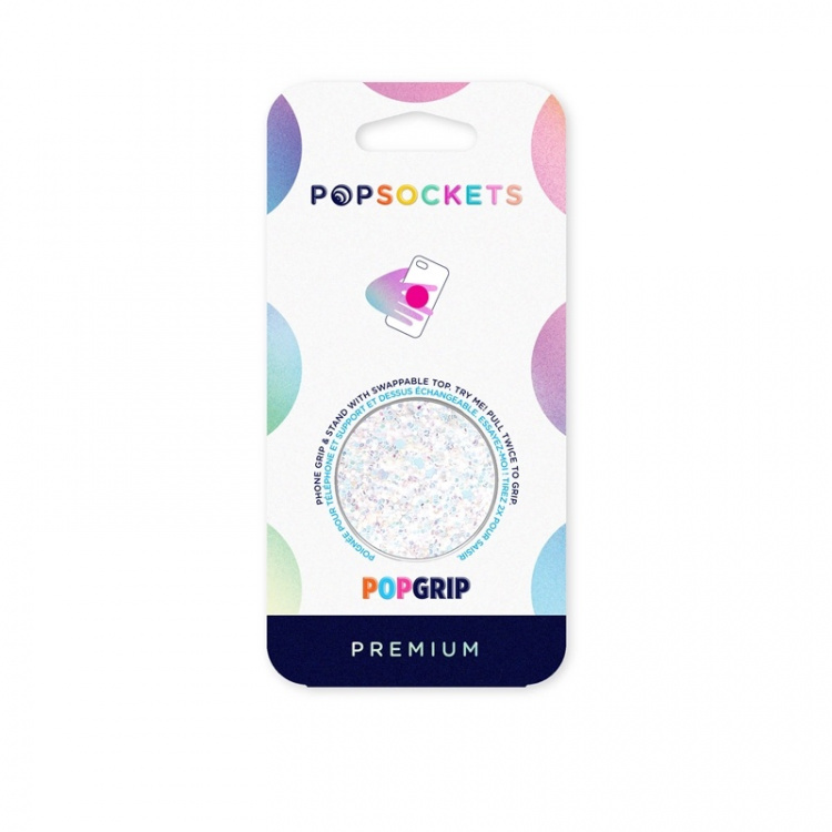 PopSockets Sparkle Snow White Avtagbart Grip med Ställfunktion Premium