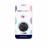 PopSockets Sparkle Black Avtagbart Grip med Ställfunktion Premium