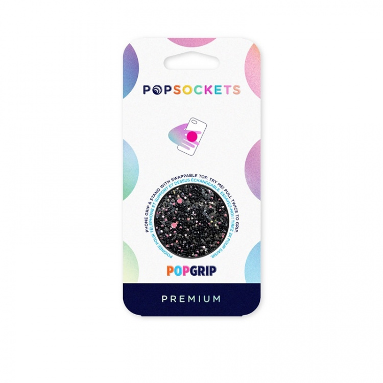 PopSockets Sparkle Black Avtagbart Grip med Ställfunktion Premium