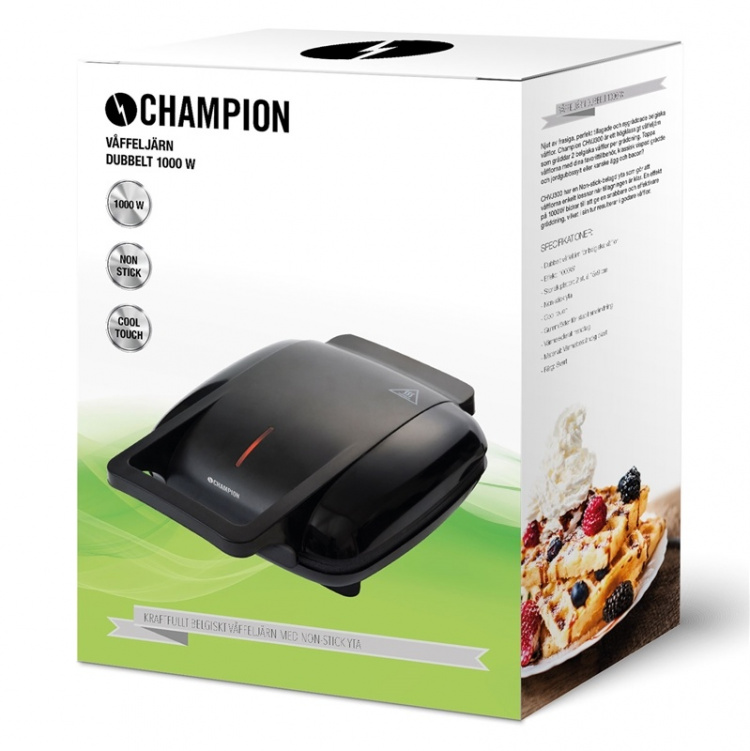 Champion Belgiskt Våffeljärn Dubbelt 1000W VJ300 Svart Champion Belgiskt Våffeljärn Dubbelt 1000W VJ300 Svart